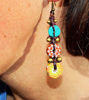 Picture of Tribal Long Vintage Rustic Glass Amazing Design Solid Brass Beads Handmade Artesan Earrings