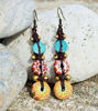 Picture of Tribal Long Vintage Rustic Glass Amazing Design Solid Brass Beads Handmade Artesan Earrings