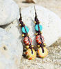 Picture of Tribal Long Vintage Rustic Glass Amazing Design Solid Brass Beads Handmade Artesan Earrings