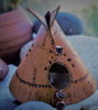 Picture of Teepee Leather Handcrafted Incense Burner⇻ Native American Style Incense Burner ⇻ Handcrafted One of kind Teepee Statue Incense Burner