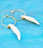 Picture of Real Coyote Tooth Gold Stainless Steel Earrings, Tribal Earrings, Native American Earrings, Gothic Earrings, Natural Tooth Earrings