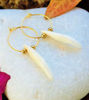 Picture of Real Coyote Tooth Gold Stainless Steel Earrings, Tribal Earrings, Native American Earrings, Gothic Earrings, Natural Tooth Earrings
