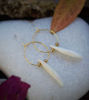 Picture of Real Coyote Tooth Gold Stainless Steel Earrings, Tribal Earrings, Native American Earrings, Gothic Earrings, Natural Tooth Earrings