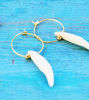 Picture of Real Coyote Tooth Gold Stainless Steel Earrings, Tribal Earrings, Native American Earrings, Gothic Earrings, Natural Tooth Earrings