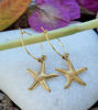 Picture of Pair of Gold Stainless Steel Elegant Hoop Starfish Earrings, Gold Starfish Earrings, Elegant Earrings, Mediterranean Earrings, Wedding
