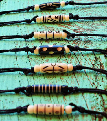 Picture of Natural Bone Hand Carving Necklace Maori Trbal Style Surfer Good Luck Natural Yak Bone For Men Teenager Unisex Festival Adjustable-1pc