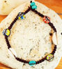 Picture of Tribal Macrame Colorful Unique Vintage Glass Beads Turquoise Shell Handwoven Anklet