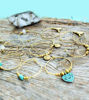 Picture of FIVE PAIRS of Solid Brass Elegant Hoop Turquoise and Quartz Charm Earrings, Healing Earrings, Tribal Earrings