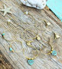 Picture of FIVE PAIRS of Solid Brass Elegant Hoop Turquoise and Quartz Charm Earrings, Healing Earrings, Tribal Earrings