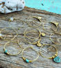 Picture of FIVE PAIRS of Solid Brass Elegant Hoop Turquoise and Quartz Charm Earrings, Healing Earrings, Tribal Earrings