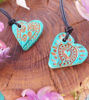 Picture of Handmade Matte Ceramic Heart Turquoise Waterproof Adjustable Necklace, Ceramic Tribal Necklace, Turquoise Heart, Ceramic Heart