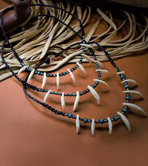Picture of Native American Style Necklace, Natural Tooth Necklace, Shamanic Necklace, Tribal Necklace, Coyote Tooth , Wild Free Spirit Necklace 1pc