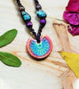 Picture of Macrame Turquoise, Purple Jasper, Ceramic Handmade Healing Necklace, Gently Calming Necklace, Adjustable Vibrant Colours Necklace