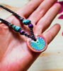 Picture of Macrame Turquoise, Purple Jasper, Ceramic Handmade Healing Necklace, Gently Calming Necklace, Adjustable Vibrant Colours Necklace