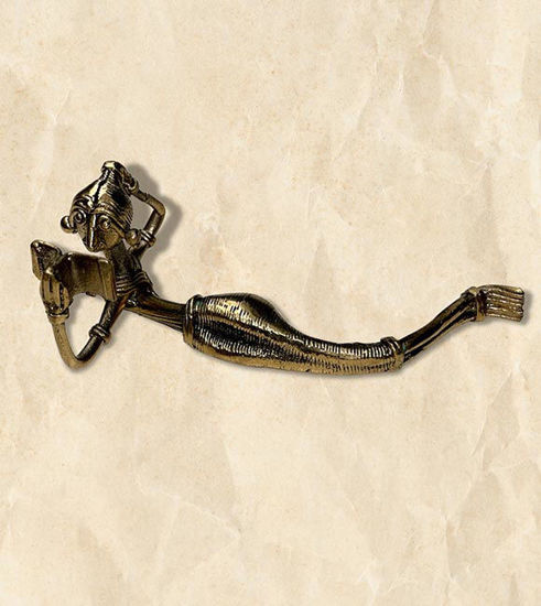 Picture of “Whispers of Knowledge” Dhokra Art Brass Figurine: Woman Engrossed in a Book