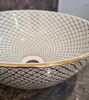 Picture of 14 Karat Gold & Ceramic 12" Bathroom Vessel - CUSTOMIZABLE 14k Gold Rim Bathroom Sink - Countertop Handmade Basin - Fish Scales Design