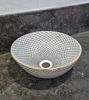 Picture of 14 Karat Gold & Ceramic 12" Bathroom Vessel - CUSTOMIZABLE 14k Gold Rim Bathroom Sink - Countertop Handmade Basin - Fish Scales Design