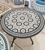 Picture of Black & White Kitchen Dining Handmade Decor Table - Outdoor Indoor - CUSTOM Mid Century Table- Farmhouse Handmade Mosaic Artwork