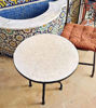 Picture of All White Handmade Outdoor Coffee Table – Intricate Moroccan Mosaic Bistro Table