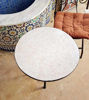 Picture of All White Handmade Outdoor Coffee Table – Intricate Moroccan Mosaic Bistro Table