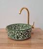 Picture of 14 Karat Gold & Green Flower Washbasin Ceramic Bathroom Vessel 14k Gold Luxury Decor