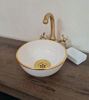 Picture of 14 Karat Gold & Rose Gold Washbasin Ceramic Bathroom Vessel - CUSTOMIZABLE 14k Gold Rim Bathroom Sink - Guest's Room Vanity Vessel Sink