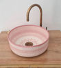 Picture of Bathroom Vessel Sink - Pink Bathroom WashBasin - Countertop Basin - Mid Century Modern Bowl Sink Lavatory - Solid Brass Drain Cap Gift