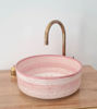 Picture of Bathroom Vessel Sink - Pink Bathroom WashBasin - Countertop Basin - Mid Century Modern Bowl Sink Lavatory - Solid Brass Drain Cap Gift