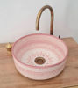 Picture of Bathroom Vessel Sink - Pink Bathroom WashBasin - Countertop Basin - Mid Century Modern Bowl Sink Lavatory - Solid Brass Drain Cap Gift