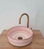 Picture of Bathroom Vessel Sink - Pink Bathroom WashBasin - Countertop Basin - Mid Century Modern Bowl Sink Lavatory - Solid Brass Drain Cap Gift