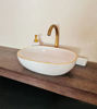 Picture of 14 Karat Gold & Pink Mid Century Modern Oval Sink - Handmade Oval Washbasin - Custom Handcrafted Oval Shaped Vanity Sink Bathroom remodeling