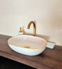 Picture of 14 Karat Gold & Pink Mid Century Modern Oval Sink - Handmade Oval Washbasin - Custom Handcrafted Oval Shaped Vanity Sink Bathroom remodeling