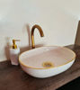 Picture of 14 Karat Gold & Pink Mid Century Modern Oval Sink - Handmade Oval Washbasin - Custom Handcrafted Oval Shaped Vanity Sink Bathroom remodeling