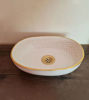 Picture of 14 Karat Gold & Pink Mid Century Modern Oval Sink - Handmade Oval Washbasin - Custom Handcrafted Oval Shaped Vanity Sink Bathroom remodeling