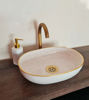 Picture of 14 Karat Gold & Pink Mid Century Modern Oval Sink - Handmade Oval Washbasin - Custom Handcrafted Oval Shaped Vanity Sink Bathroom remodeling