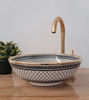 Picture of 14 Karat Gold Black & White Bathroom Vessel Sink - Modern Antique Decor