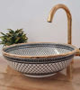 Picture of 14 Karat Gold Black & White Bathroom Vessel Sink - Modern Antique Decor