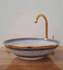 Picture of 14K Gold & Fez Blue Ceramic Vessel Sink – Custom Moroccan Vanity Washbasin for Guest & Master Bathrooms
