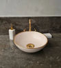 Picture of 14 Karat Gold & Rose Gold Washbasin Ceramic Bathroom Vessel - CUSTOMIZABLE 14k Gold Rim Bathroom Sink - Guest's Room Vanity Vessel Sink