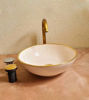 Picture of 14 Karat Gold & Rose Gold Washbasin Ceramic Bathroom Vessel - CUSTOMIZABLE 14k Gold Rim Bathroom Sink - Guest's Room Vanity Vessel Sink