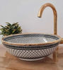 Picture of 14 Karat Gold Ceramic Bathroom Vessel - CUSTOMIZABLE 14k Gold Rim Bathroom Sink - Countertop Handmade Basin - Black Fish Scales Design