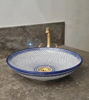 Picture of 10''- 20'' Fish Scales Ceramic Sink - Handmade Ceramic Bathroom Vanity Sink - Ceramic Vessel Sink - Bathroom Decor - Blue & White Sink