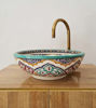 Picture of BELDI Bathroom Washbasin - Bathroom Vessel Sink - Countertop Basin - Mediterranean Bowl Sink Lavatory - Solid Brass Drain Cap Gift