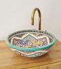 Picture of BELDI Bathroom Washbasin - Bathroom Vessel Sink - Countertop Basin - Mediterranean Bowl Sink Lavatory - Solid Brass Drain Cap Gift