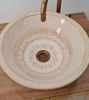 Picture of Beige Bathroom Washbasin - Bathroom Vessel Sink - Countertop Basin - Mid Century Modern Bowl Sink Lavatory - Solid Brass Drain Cap Gift