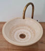 Picture of Beige Bathroom Washbasin - Bathroom Vessel Sink - Countertop Basin - Mid Century Modern Bowl Sink Lavatory - Solid Brass Drain Cap Gift