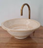 Picture of Beige Bathroom Washbasin - Bathroom Vessel Sink - Countertop Basin - Mid Century Modern Bowl Sink Lavatory - Solid Brass Drain Cap Gift