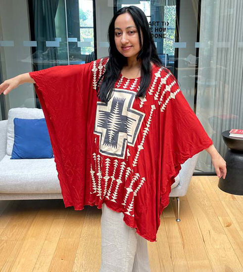 Picture of Native American Printed Kaftan Top Artisan Made Bohemian Kaftan for Women Native American Art- Powwow