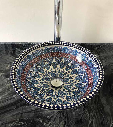Picture of CUSTOMIZABLE Ceramic Vessel & Drop In Sink, Bathroom Ceramic Bowl Sink - Handmade Countertop Basin