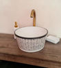 Picture of Bucket Shaped Bathroom Sink - Mid Century Vessel Sink - Vanity White Ceramic Basin - BUCKET Pail Shape Sink - Handpainted Standard 14" Sink